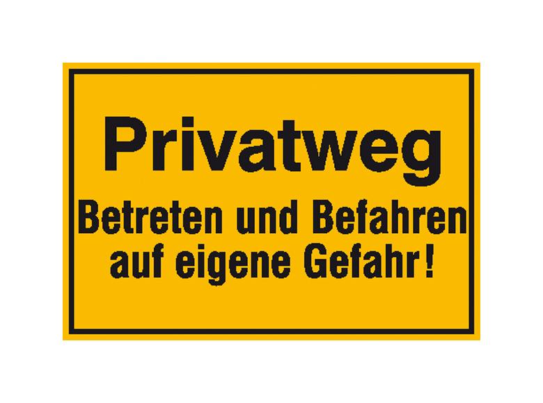 Hinweisschild zur Grundbesitzkennzeichnung - Privatweg - Betreten und Befahren ...