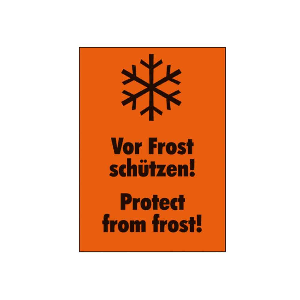 Verpackungsetikett - Text: Vor Frost schützen! ...