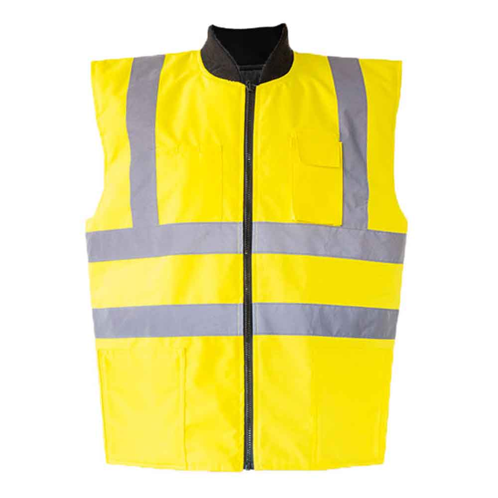 Hi-Vis Reversible Bodywarmer Ural - 6 Größen - Gelb oder Orange - ohne Werbeanbringung