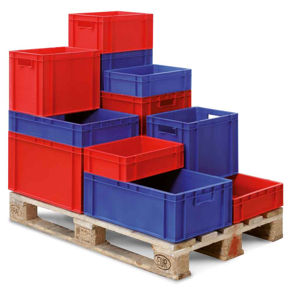 Euronorm-Lagerbehälter - Größe 6 - H 320 x B 400 x T 600 mm - Farbe Blau oder Rot
