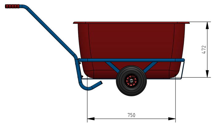 Handwagen mit Kunststoffmulde - Vollgummi-Bereifung - in 2 Größen - Tragkraft 200 kg