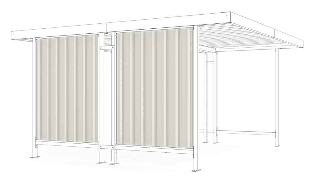 Materialüberdachung Seitenwand Leipzig - L40 / L42 / L44 / L45 - RAL 9002 Grauweiss