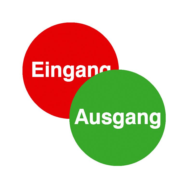 Türschild - zweiseitig - Text: Eingang / Ausgang