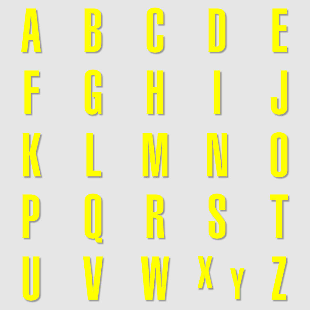 Einzelne magnetische Großbuchstaben - Block Schmal - Größen von 20 bis 100 mm - 3 Farben