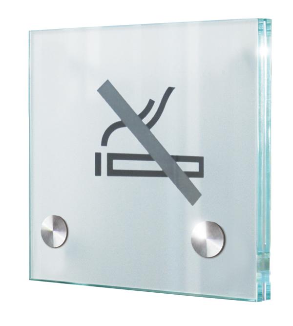 CRISTALLO Türschild - rahmenlos - aus 2 x 4 mm Einscheiben-Sicherheitsglas - 2 Edelstahlhalter