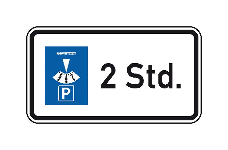 Zusatzzeichen - StVO - Parkzeit 2 Std. - 2 Größen