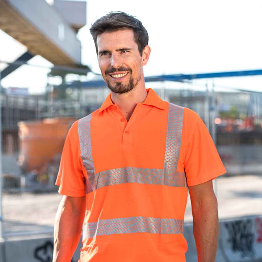 Hi-Vis Polo-Shirt Manchester - 8 Größen - in Gelb oder Orange - mit Werbeanbringung