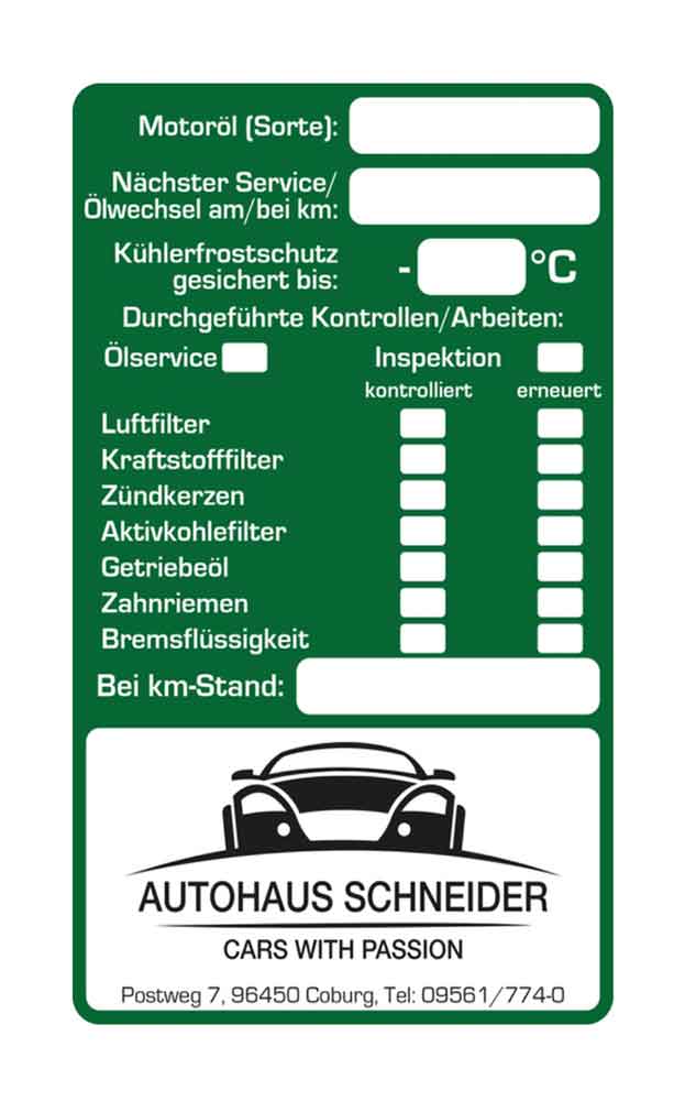 Kundendienst-Aufkleber - 60 x 100 mm - mit Wunschdesign