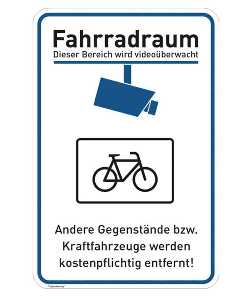 Videoüberwachung - Hinweisschild zur Grundbesitzkennzeichnung Fahrradraum - 2 Ausführungen