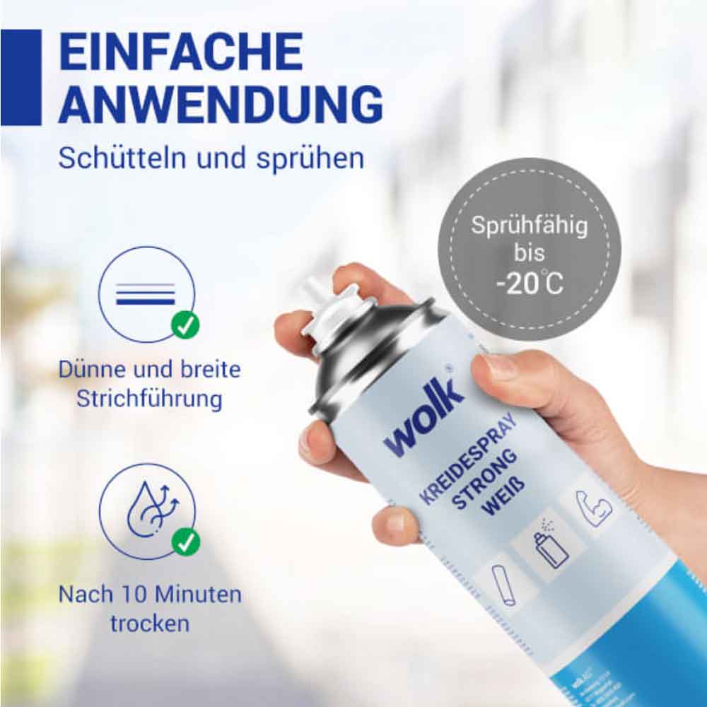 Kreidespray Basic und Strong für kurz- oder langhaltende Markierungen