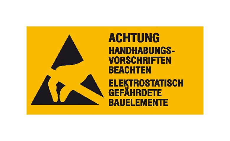 Warn-Kombischild auf Bogen - Elektrostatisch gefährdete Bauelemente, Form B