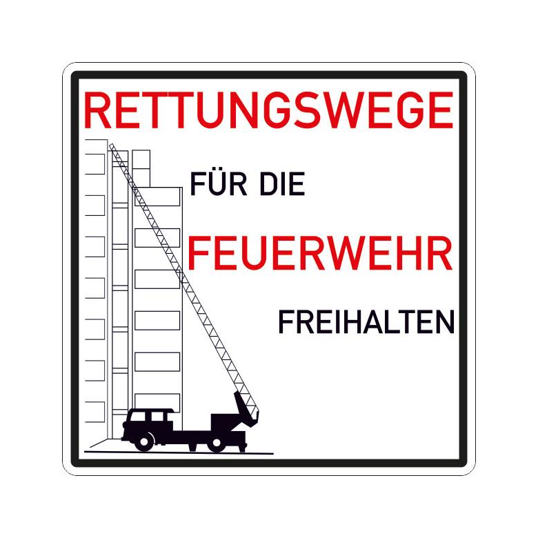 Hinweisschild für Feuerwehrzufahrten - Rettungswege für die Feuerwehr freihalten