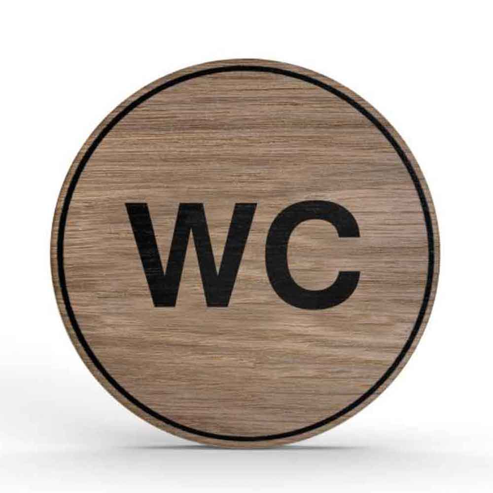 Tello Wood Türschild rund - stilvolles Türschild aus Holz - verschiedene Symbole in Holzfarbe