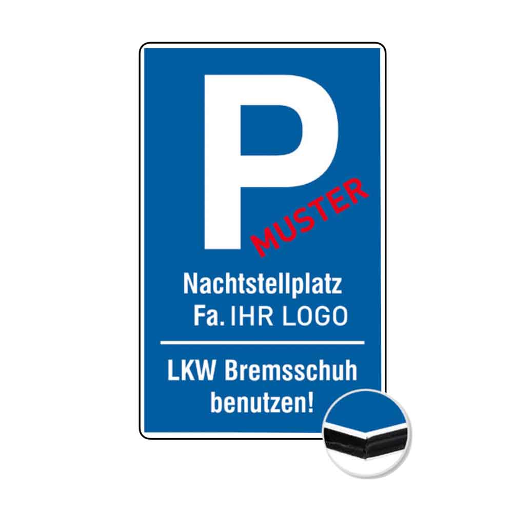 Individuelles Parkplatzschild - Symbol: P - Text: Logo nach Ihren Vorgaben