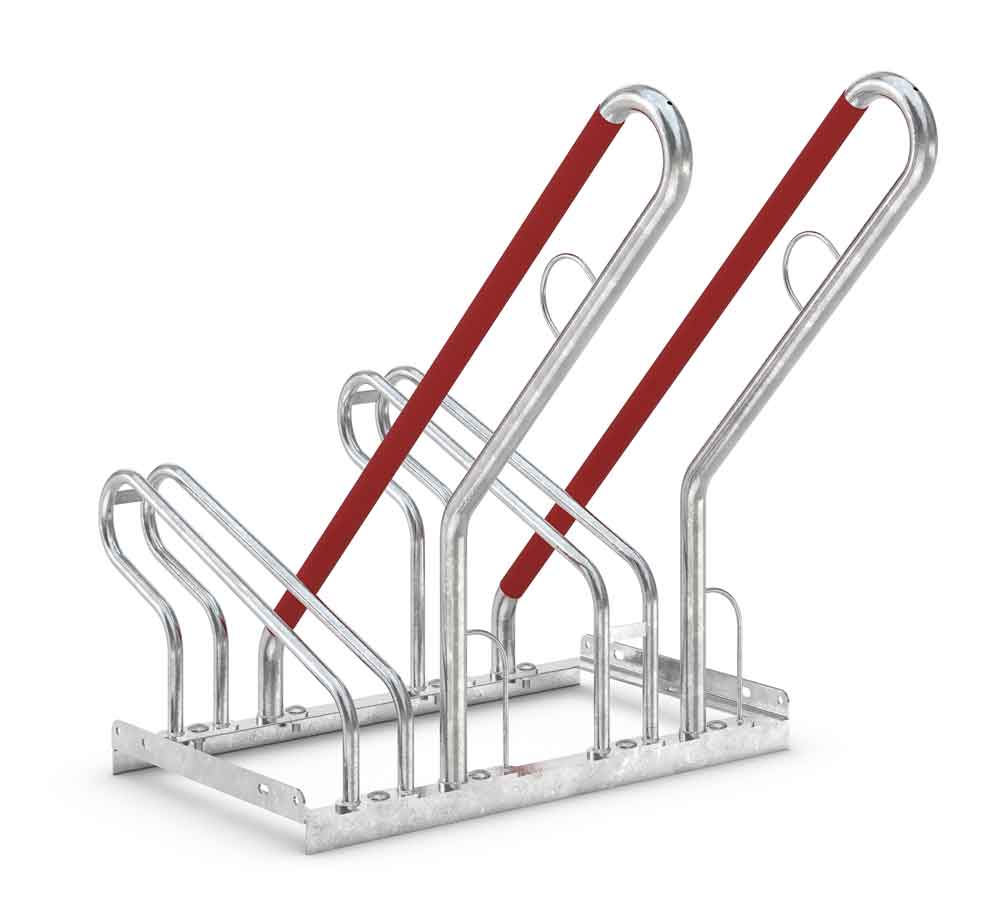 Fahrrad-Anlehnparker 2500 XBF - selbststehende Stahlkonstruktion - Radabstand 500 mm - 2-6 Einstellplätze einseitig