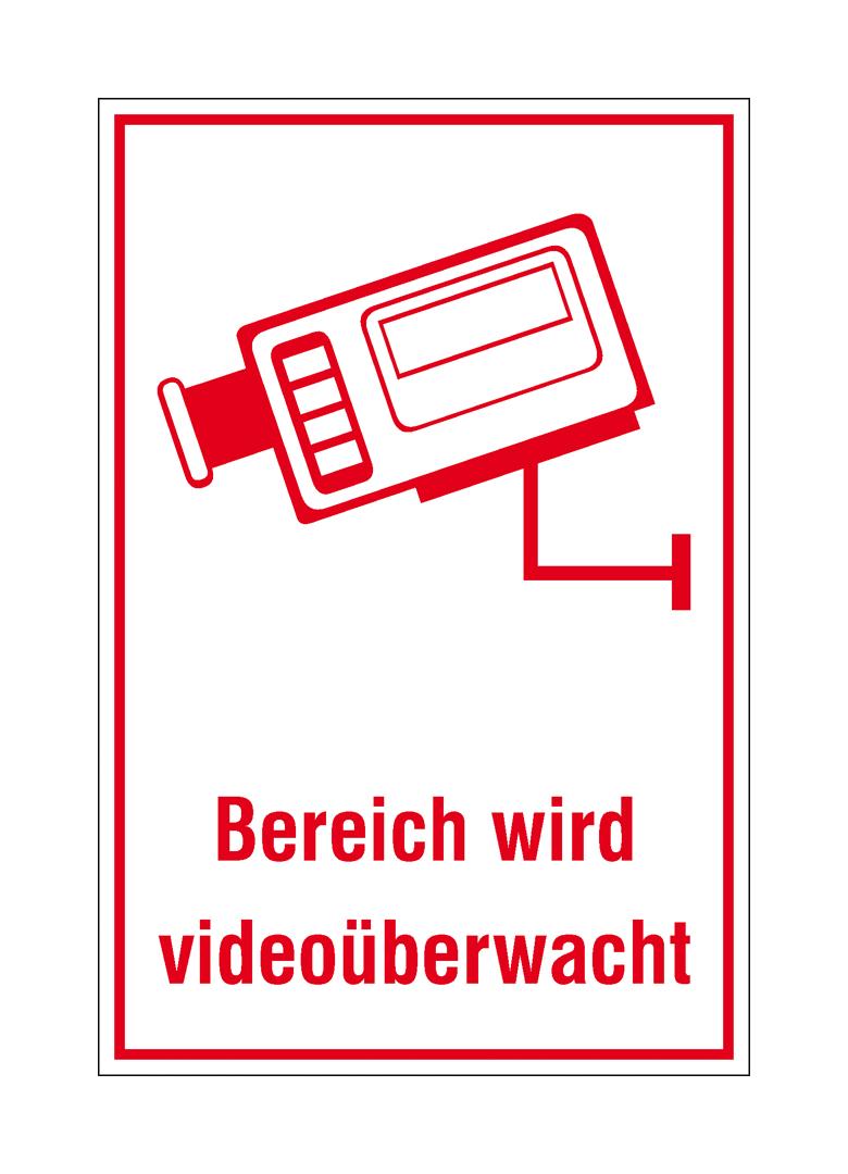 Video Infozeichen -  Betriebskennzeichnung - Symbol - Text: Bereich wird videoüberwacht