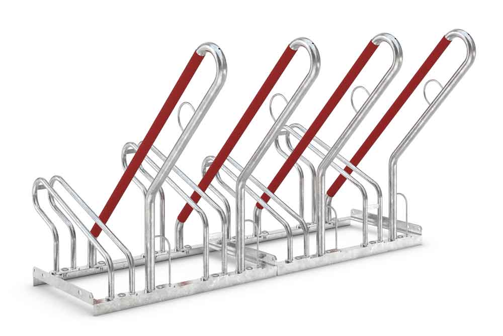 Fahrrad-Anlehnparker 2500 XBF - selbststehende Stahlkonstruktion - Radabstand 500 mm - 2-6 Einstellplätze einseitig