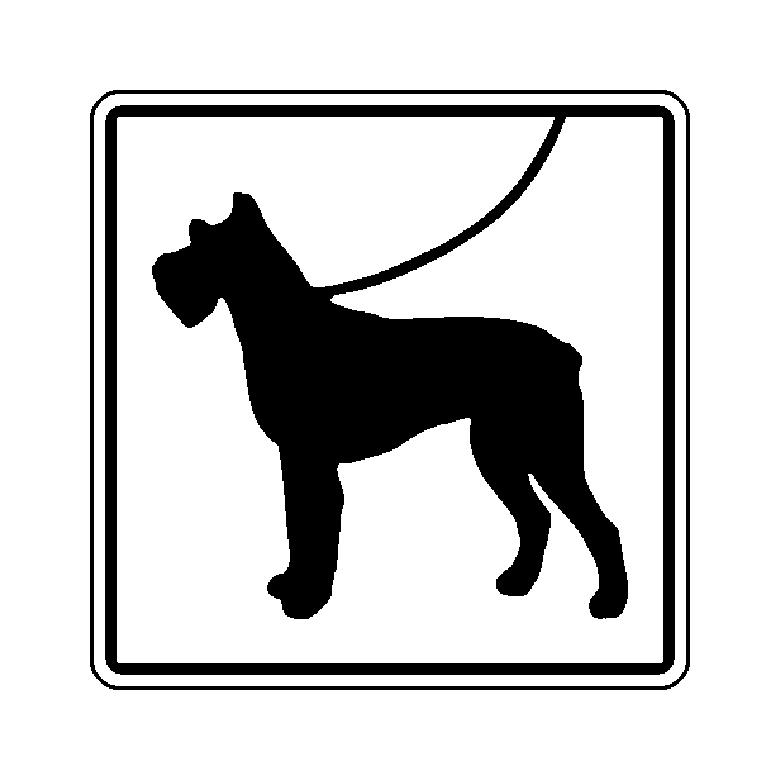 Hinweisschild - Wald- und Freizeitanlagen - Symbol: Hunde anleinen