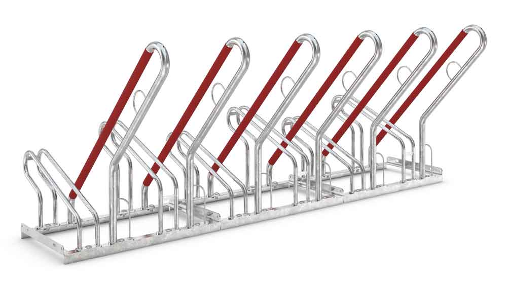 Fahrrad-Anlehnparker 2500 XBF - selbststehende Stahlkonstruktion - Radabstand 500 mm - 2-6 Einstellplätze einseitig