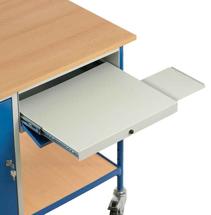 Rolltisch mit Stahlschrank und Tastatur-Schublade - Tragkraft 150 kg