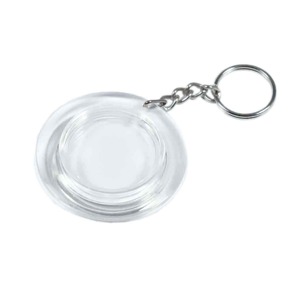 Acryl-Schlüsselanhänger "ROUND" - mit Kette und Ring - Einlagenmaß ø 38 mm