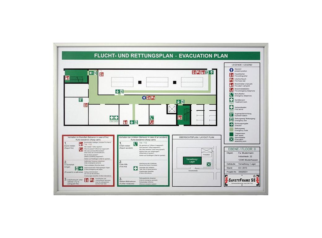 Rahmen für Flucht- und Rettungspläne - Safety Frame P und SE - DIN A4 - DIN A1