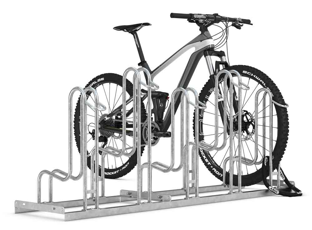 Fahrrad-Standparker 4056 BR - erhöhter Radabstand und Reifenbreite - 6 Einstellplätze einseitig