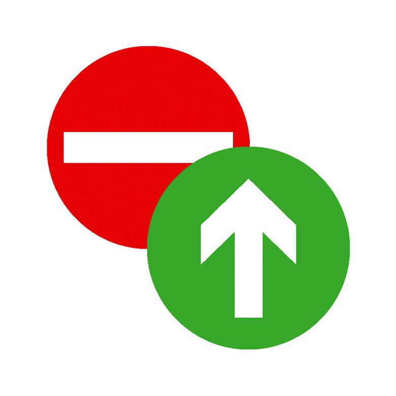 Türschild - zweiseitig - Symbol: Eingang verboten / Durchgang