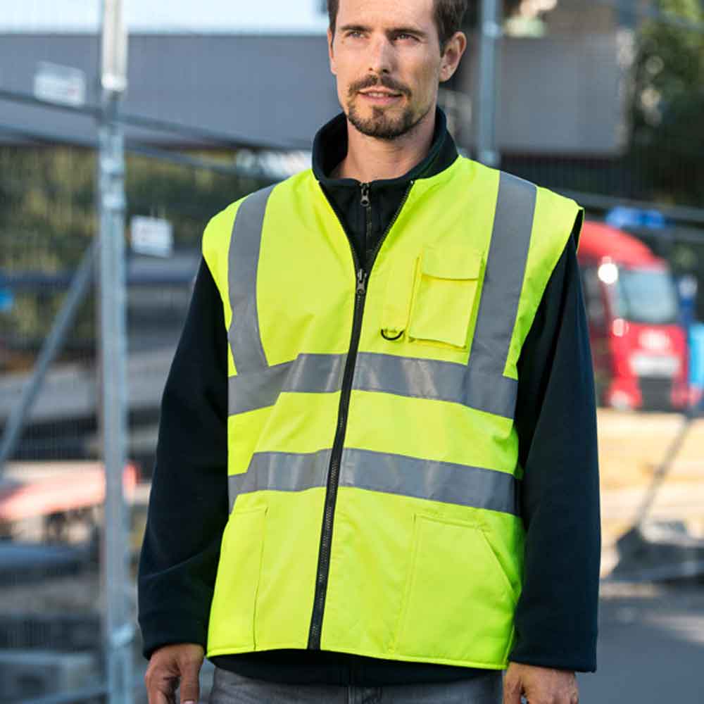 Hi-Vis Reversible Bodywarmer Ural - 6 Größen - Gelb oder Orange - ohne Werbeanbringung