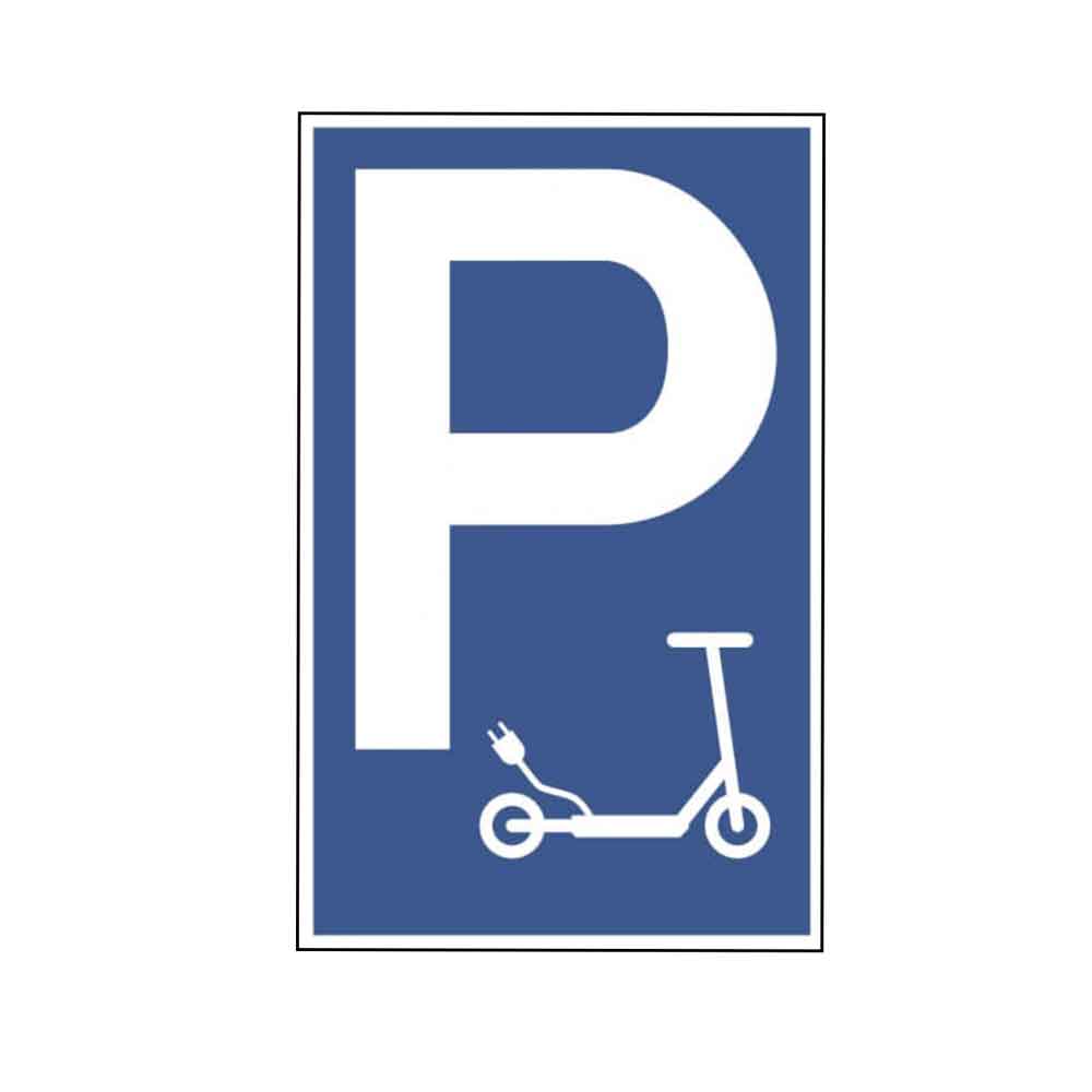 Parkplatzschild - Symbol: P - E-Scooter