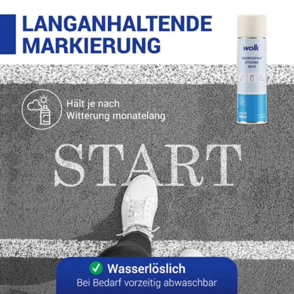 Kreidespray Basic und Strong für kurz- oder langhaltende Markierungen