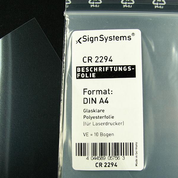 SignSystems® Beschriftungsfolien - tiefe Kontrastwirkung - bedruckbar per Laserdrucker