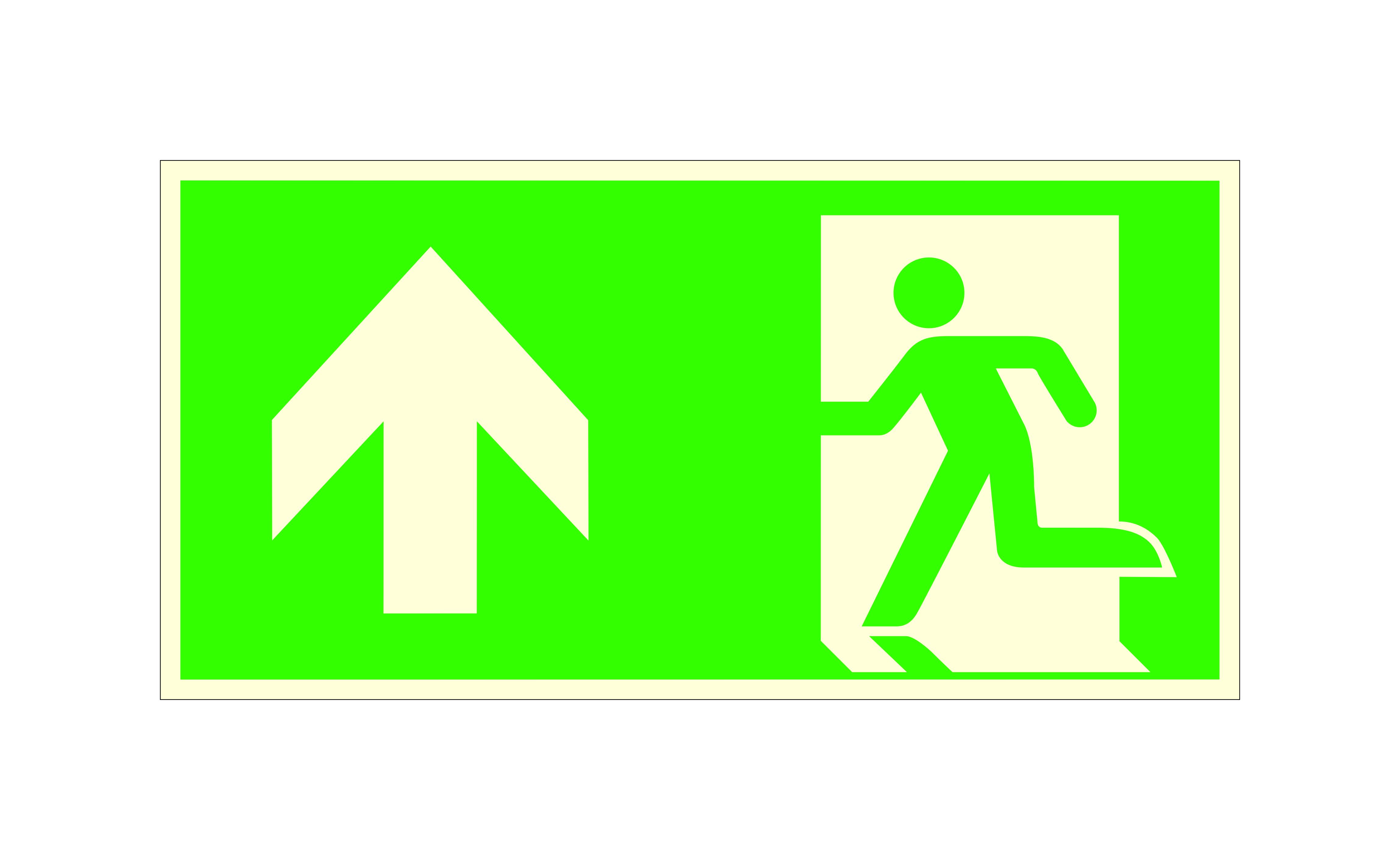 Fluchtwegschild - Notausgang links - aufwärts bzw. geradeaus - (Kombischild)