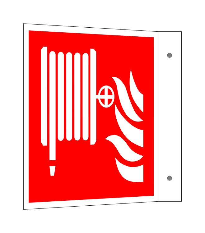 Brandschutzschild - Fahne - langnachleuchtend - Löschschlauch