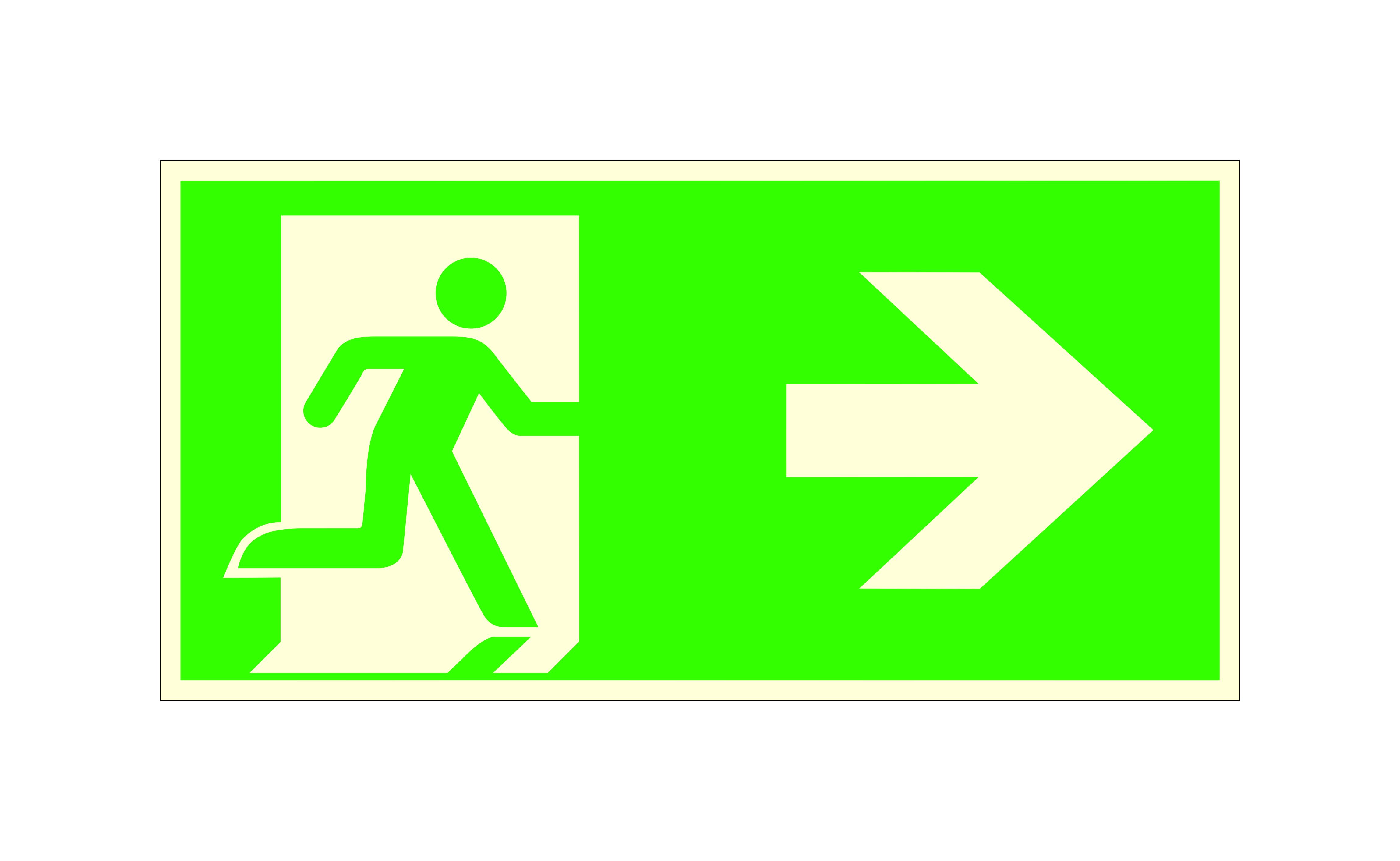 Fluchtwegschild - langnachleuchtend - Notausgang rechts, (Kombischild)