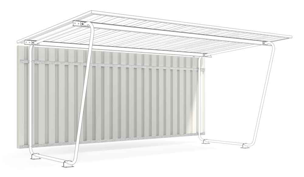 Materialüberdachung Siegen S18 - Rückwand - RAL 9002 Grauweiss