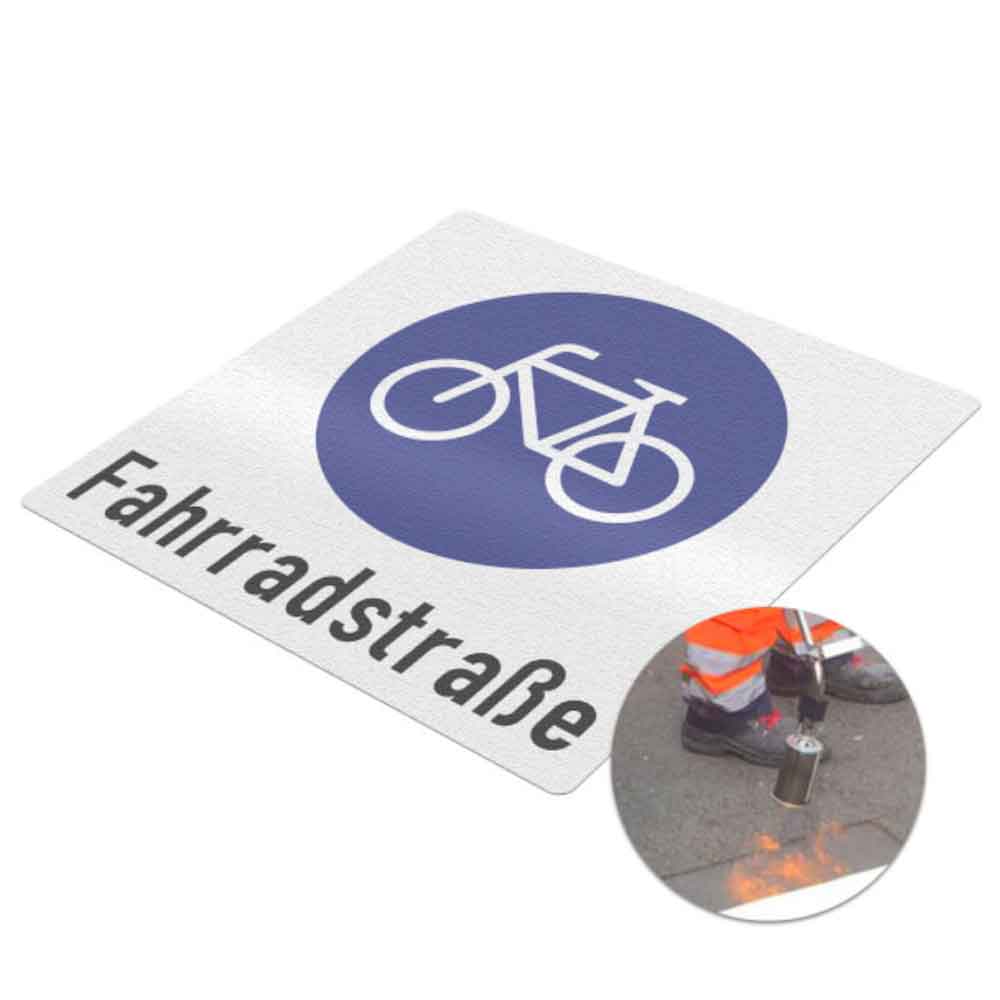 Fahrradstraße - Premark thermoplastische Bodenmarkierung - in 2 Größen