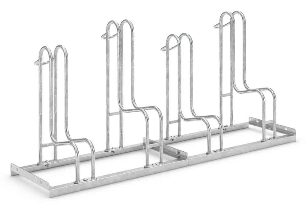 Fahrrad-Standparker 4054 BR - erhöhter Radabstand und Reifenbreite - 4 Einstellplätze einseitig