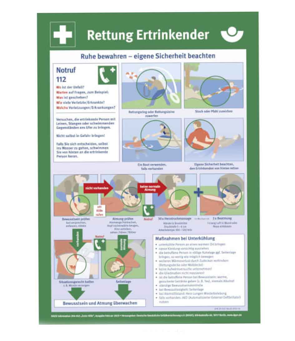 Aushang - Berufsgenossenschaft - Rettung Ertrinkender