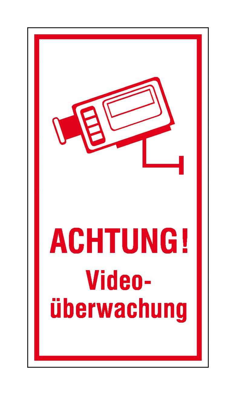 Video Infozeichen -  Betriebskennzeichnung - Symbol - Text: Achtung! Videoüberwachung