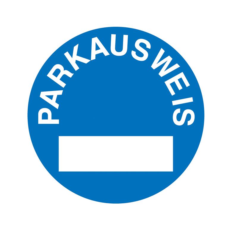 Parkausweis-Vignette - zur Innenverklebung - Text: Parkausweis - zur Selbstbeschriftung