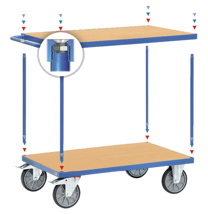 Tischwagen in 4 Ausführungen - Baukasten-System - 2 Ladeflächen - Tragkraft 500 bzw. 600 kg