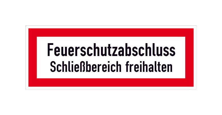 Hinweisschild für die Feuerwehr - Feuerschutzabschluss Schließbereich freihalten