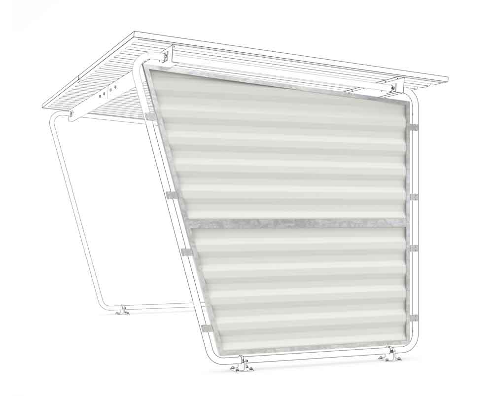 Materialüberdachung Siegen - Zubehör Seitenwand Rechts - S14 / S16 / S17 / S18 / S19 - Stahl - Grauweiss